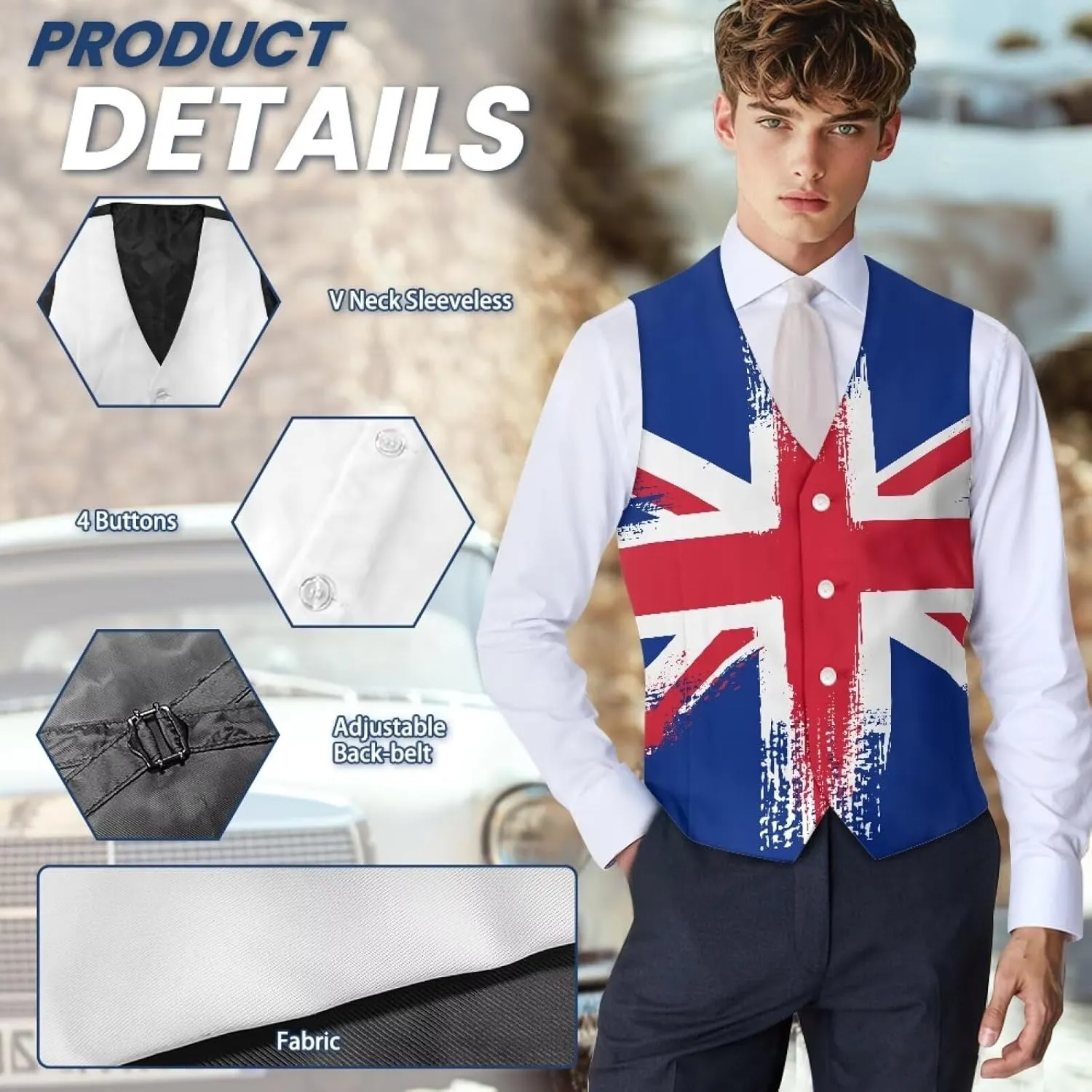 Biyejit Men's Suit Vest Business Formal Dress Waistcoat Slim Fit Vests for Men for Suit or Tuxedo Wedding Dress