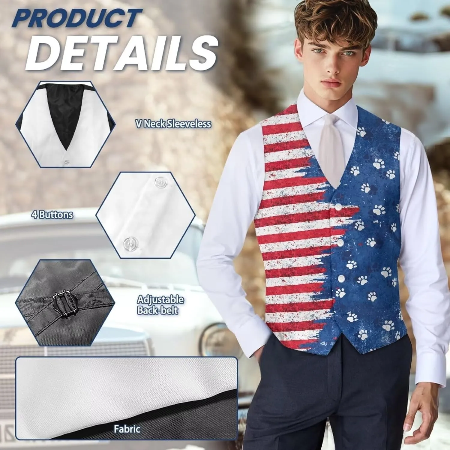 Biyejit Men's Suit Vest Business Formal Dress Waistcoat Slim Fit Vests for Men for Suit or Tuxedo Wedding Dress