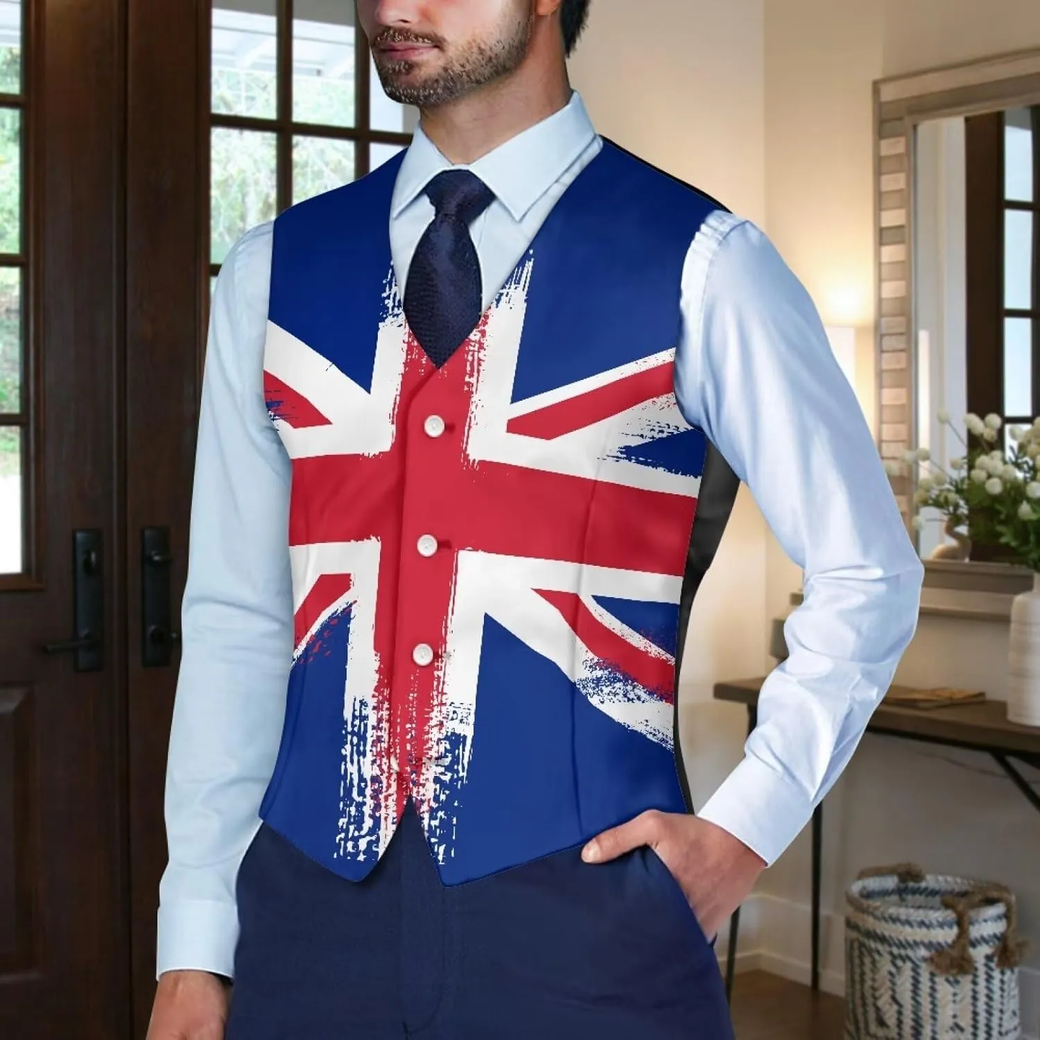 Biyejit Men's Suit Vest Business Formal Dress Waistcoat Slim Fit Vests for Men for Suit or Tuxedo Wedding Dress