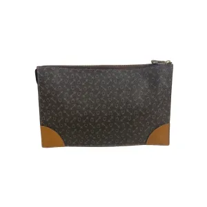 Black & Brown Faux Leather Zipper Clutch Bag Sz M