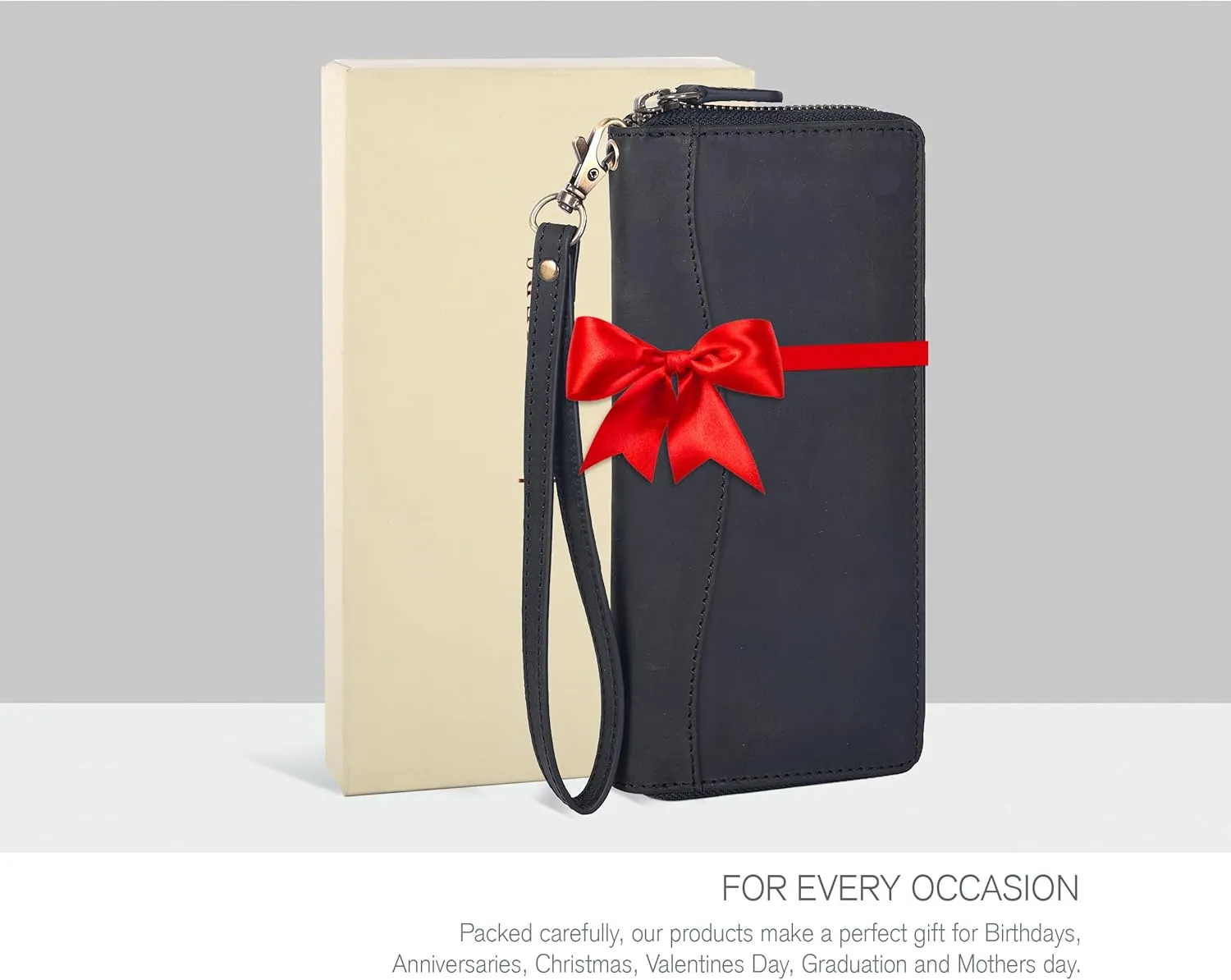 Black Leather Wallet for Women - RFID Womens Wallet Clutch with 8 Credit Card Holder, Coin Pocket, Gift for Women’s