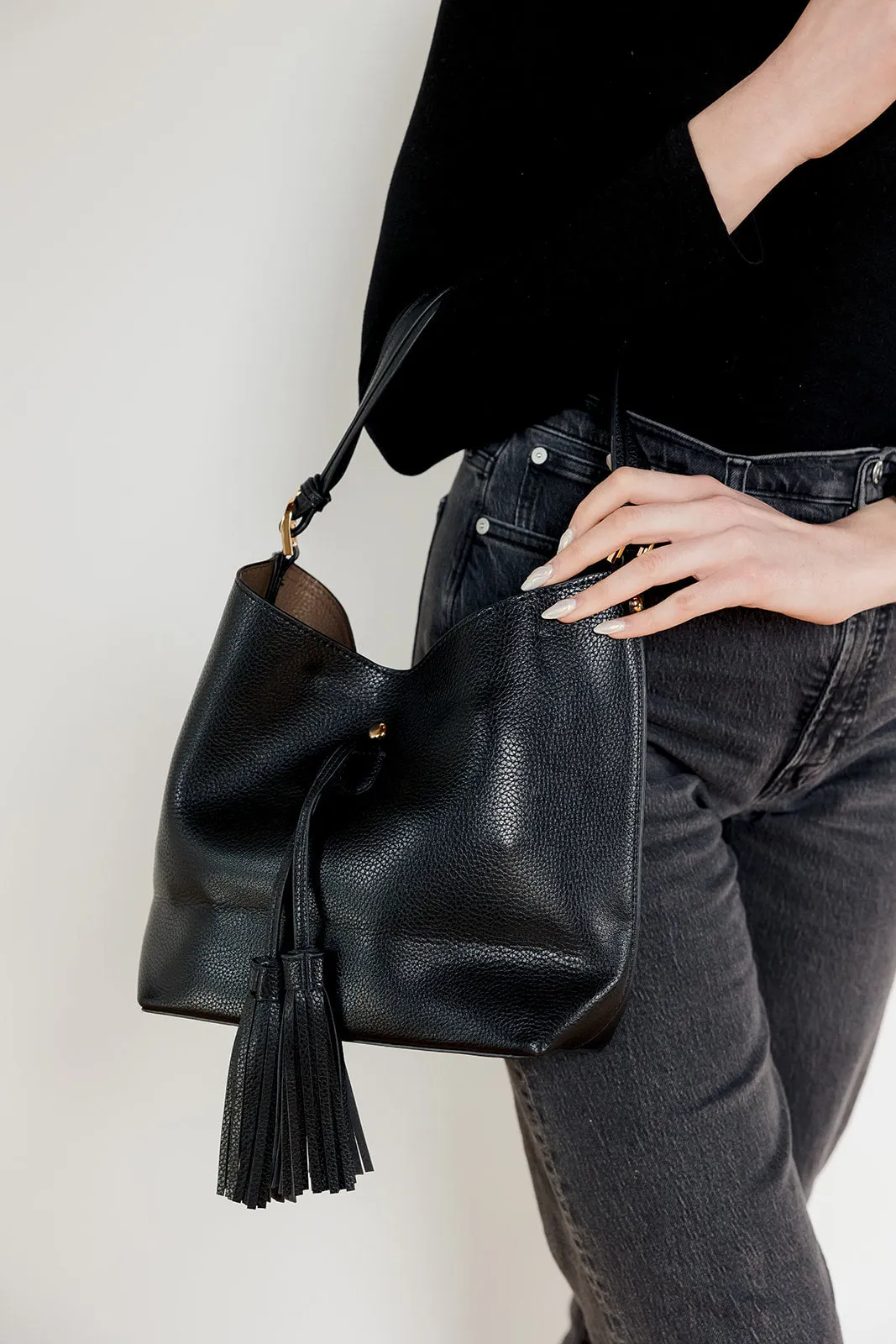Black Tassel Over The Shoulder Bag