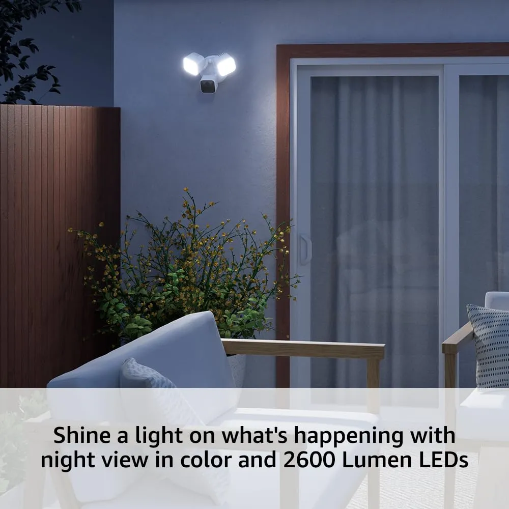 Blink Wired Floodlight Camera - Smart security camera, 2600 lumens, HD live view, enhanced motion detection, built-in siren, Works with Alexa – 1 camera (White)