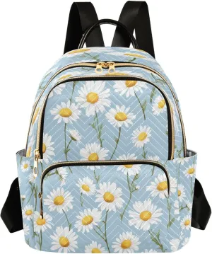 Blooming Daisy Blue Backpack Purse for Women Fashion Small Mini Daypack Purse for Lady Anti-theft Shoulder Bag for Lady Women, Medium