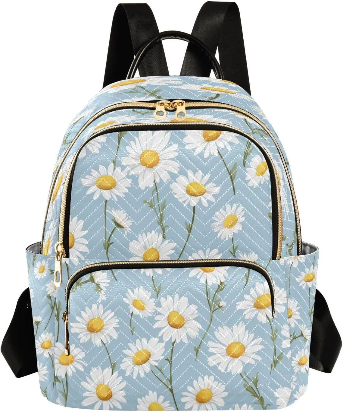 Blooming Daisy Blue Backpack Purse for Women Fashion Small Mini Daypack Purse for Lady Anti-theft Shoulder Bag for Lady Women, Medium