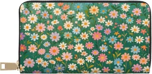 Blossom Symphony Print Wallet with Zipper,Women's Large Capacity Clutch Purse,Cute Imitation Leather Wallet