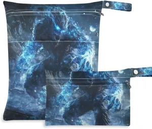 Blue Flash Tech Ape Warrior mess-proof waterproof bag 2 Pack wet bag for swimsuit with handles for bathing, baby diapers