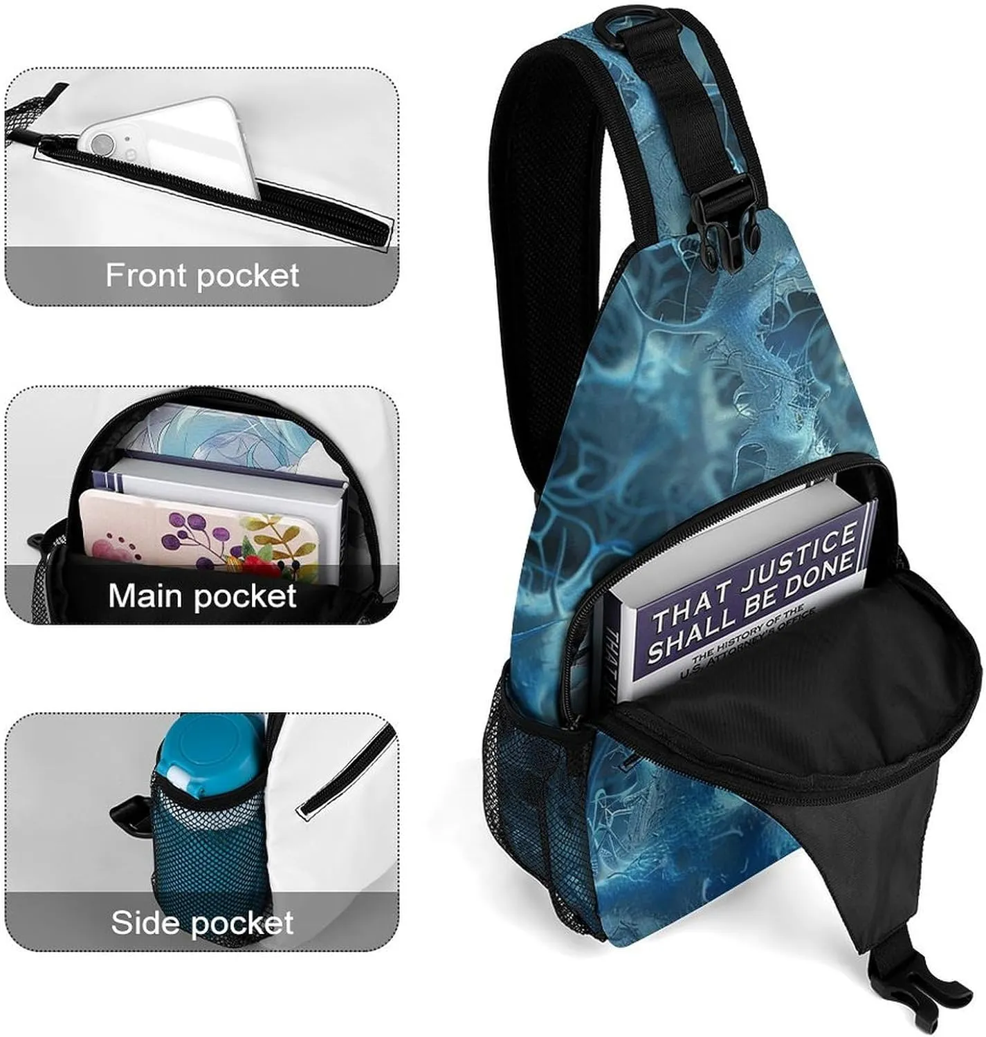 Blue Neuron Picture Sling Bag Crossbody Bags Cross Body Bag Fanny Packs Chest Bags Sling Purses for Travel