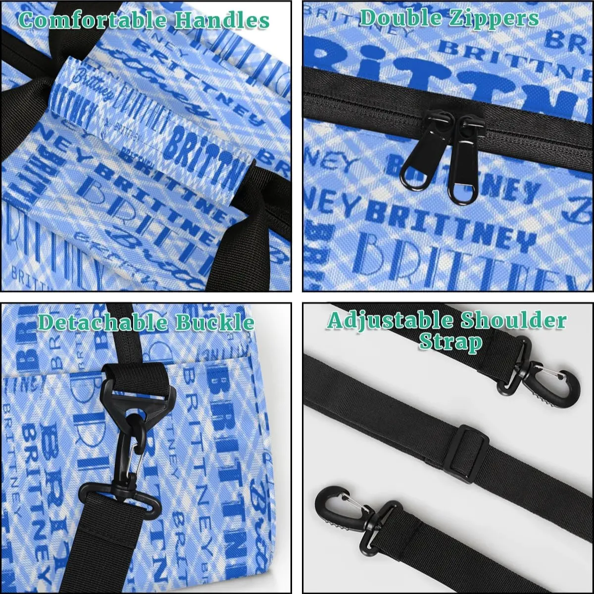 Blue Texture Personalized Duffle Bag for Kids Custom Dance Ballet Bag with Name Lightweight Travel Weekender Overnight Bags Sport Gym Duffel Bag Workout Carry On Tote for Girls Boys