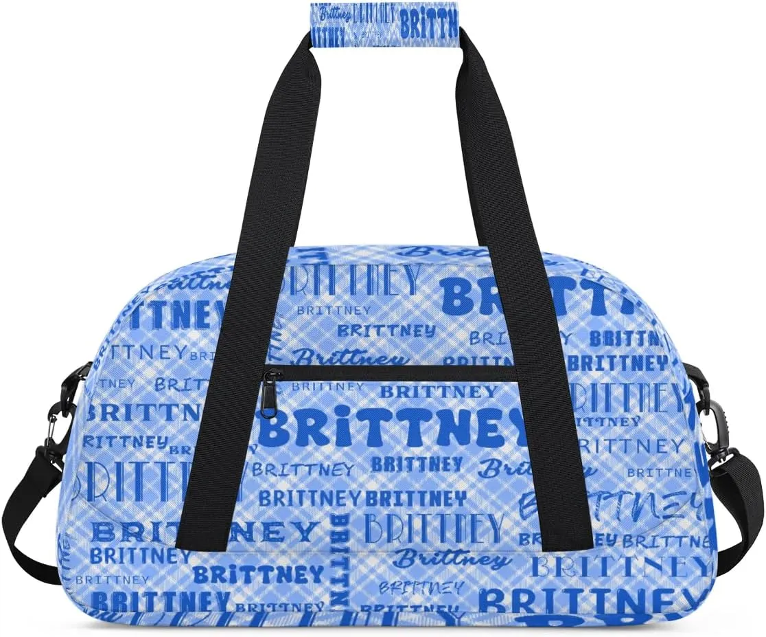 Blue Texture Personalized Duffle Bag for Kids Custom Dance Ballet Bag with Name Lightweight Travel Weekender Overnight Bags Sport Gym Duffel Bag Workout Carry On Tote for Girls Boys