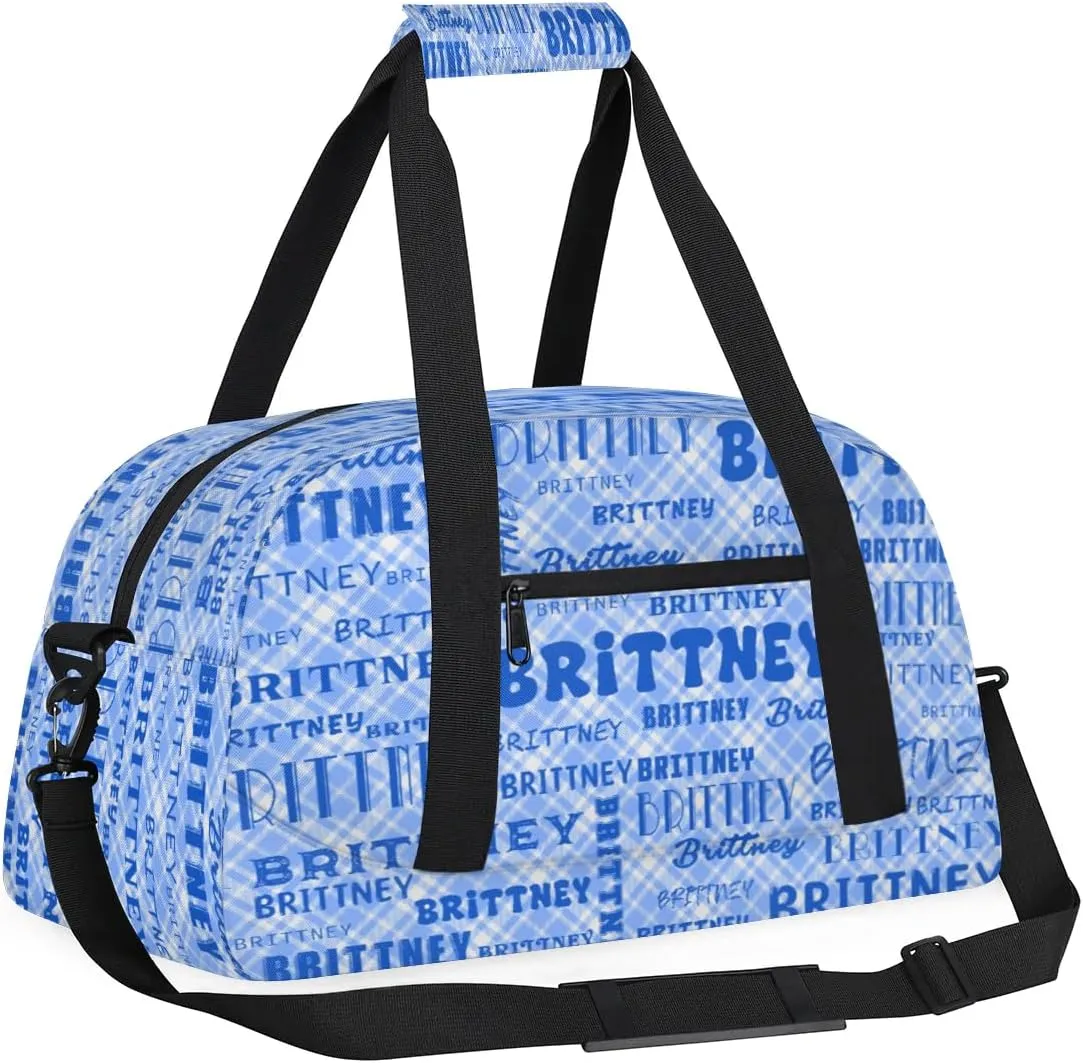Blue Texture Personalized Duffle Bag for Kids Custom Dance Ballet Bag with Name Lightweight Travel Weekender Overnight Bags Sport Gym Duffel Bag Workout Carry On Tote for Girls Boys