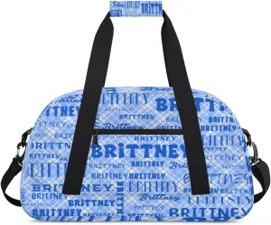 Blue Texture Personalized Duffle Bag for Kids Custom Dance Ballet Bag with Name Lightweight Travel Weekender Overnight Bags Sport Gym Duffel Bag Workout Carry On Tote for Girls Boys