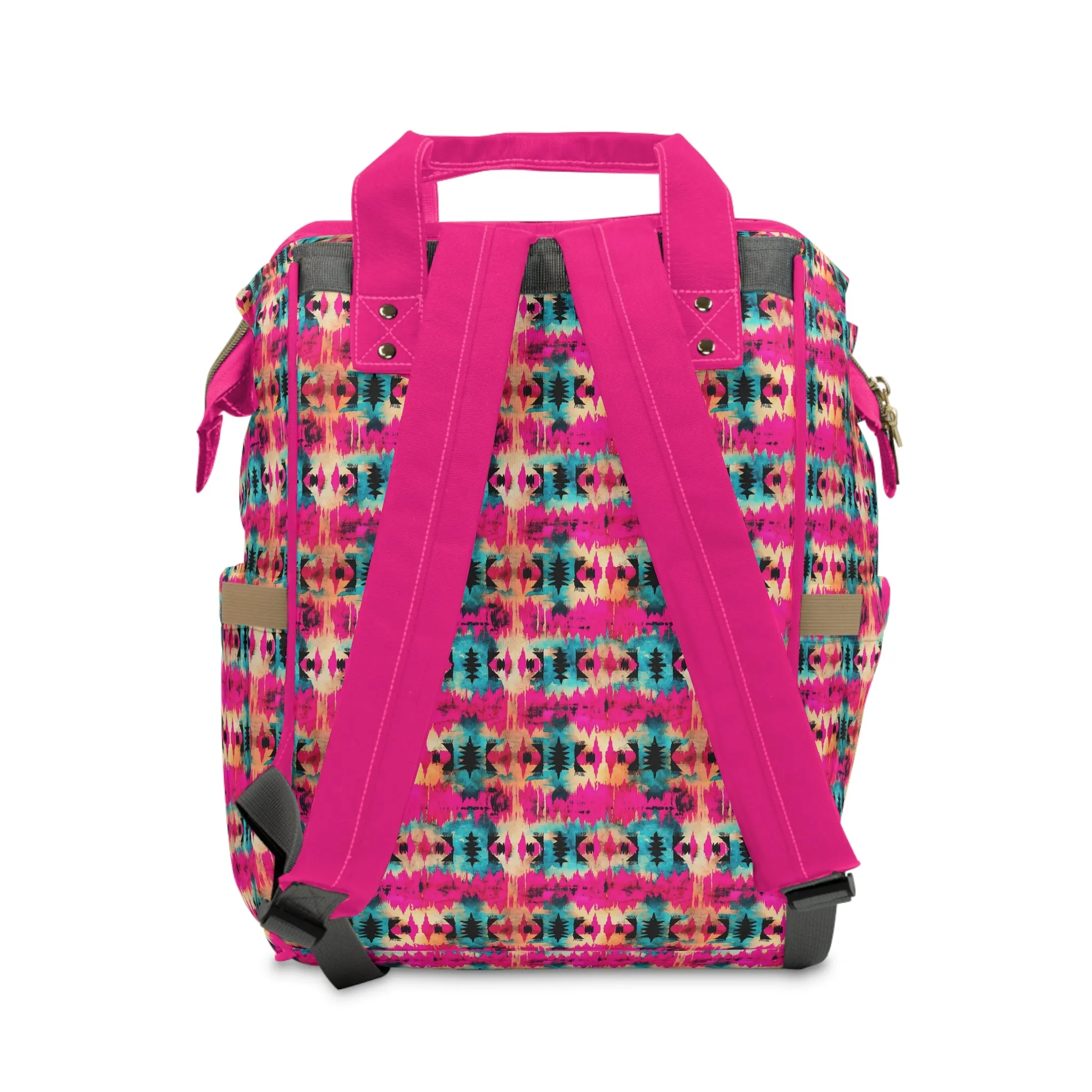 Boho-Chic Aztec Diaper Backpack - Durable Nylon Changing Bag with Tribal Patterns, Spacious & Organized for Modern Parents