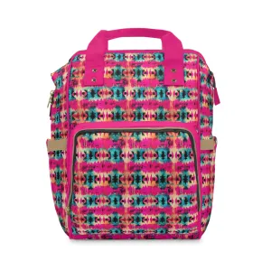 Boho-Chic Aztec Diaper Backpack - Durable Nylon Changing Bag with Tribal Patterns, Spacious & Organized for Modern Parents