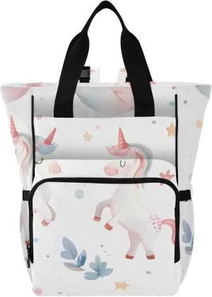 Bolaz Diaper Backpack for Moms,Multifunction Baby Nappy Changing Bags with Insulated PocketsUnicorn Lite Color Minimalist