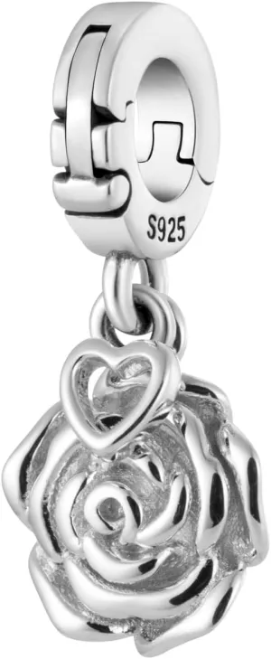 Bolenvi Realistic Flowers Open Clasp Clip On Pendant, Jewelry for Mother's Day, Calla Lily Gold Accent, 925 Sterling Silver Charms Compatible With Pandora & Other Charm Bracelets/Necklaces