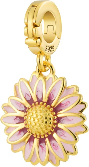 Bolenvi Realistic Flowers Open Clasp Clip On Pendant, Jewelry for Mother's Day, Calla Lily Gold Accent, 925 Sterling Silver Charms Compatible With Pandora & Other Charm Bracelets/Necklaces