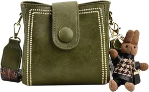 Bootara Bucket Bag, Women's Vintage Rabbit Charm Bucket Bag, Spacious Minimalist Leather Purse for Travel