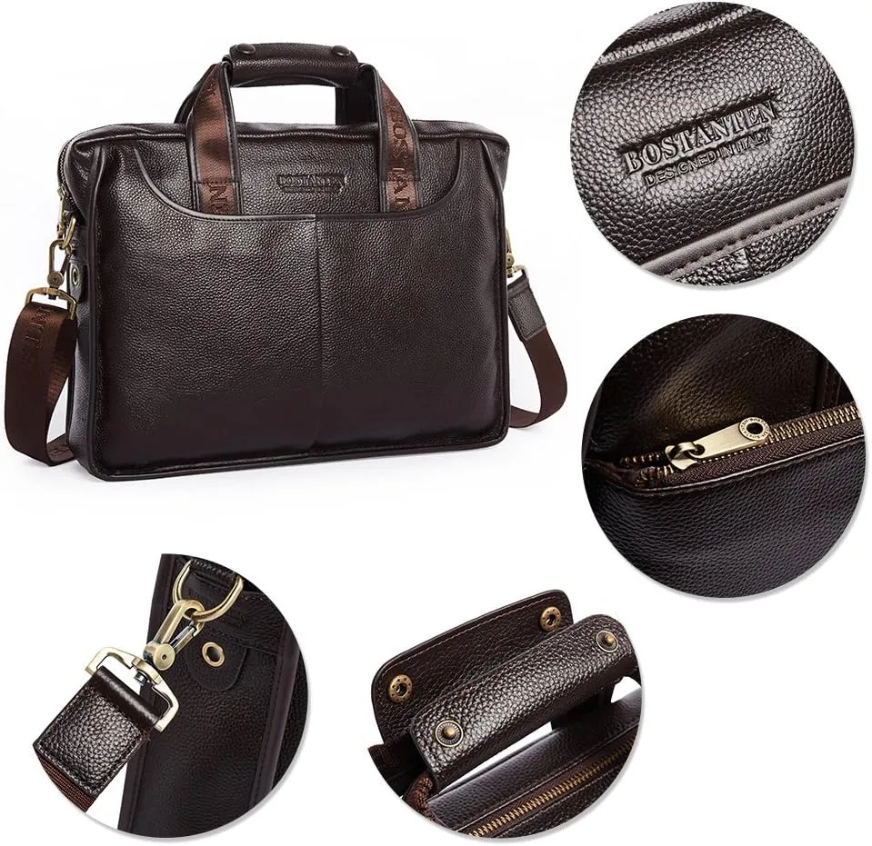 BOSTANTEN Leather Briefcase Handbag Messenger Business Bags for Men