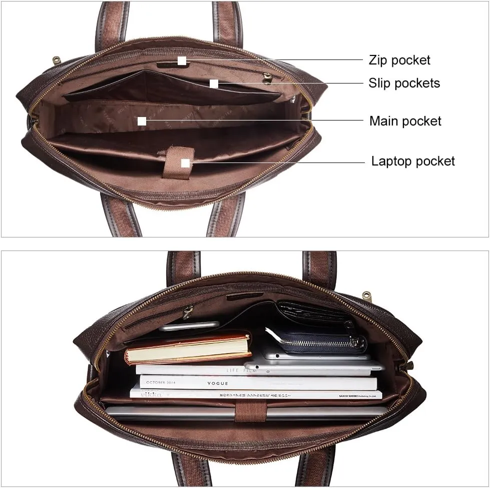 BOSTANTEN Leather Briefcase Handbag Messenger Business Bags for Men