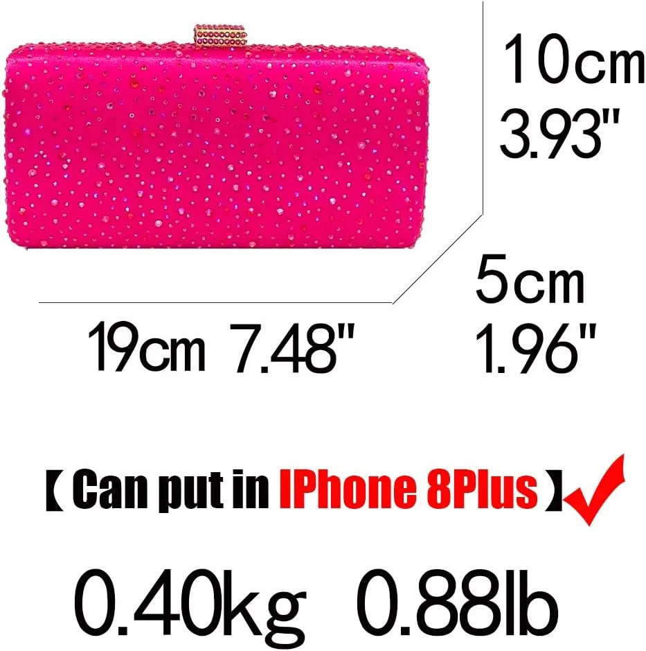 Boutique De FGG Elegant Women Crystal Clutch Purse Formal Evening Bags Wedding Handbags Cocktail Rhinestone Clutch Purse,Mini