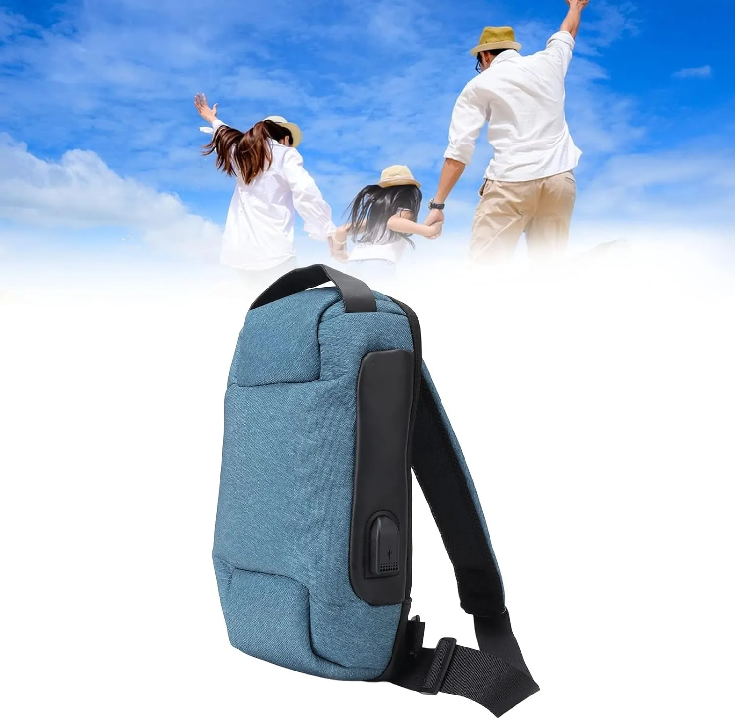 Breathable Large Capacity Lockable Oxford Cloth Shoulder Backpack Portable Sling Bag (Army Green)