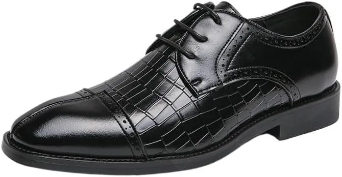 British Style Luxury Dress Shoes Classic Retro Lace-Up Brogue Wingtip Oxfords Men's Suit Tuxedo Leather Shoes