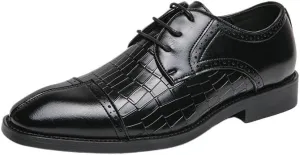 British Style Luxury Dress Shoes Classic Retro Lace-Up Brogue Wingtip Oxfords Men's Suit Tuxedo Leather Shoes
