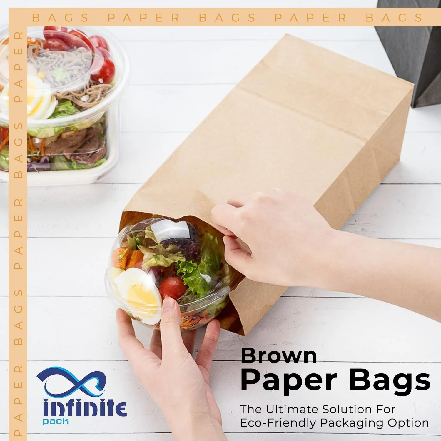 Brown Paper Bags - 8 Lb Grocery Bags - Disposable Paper Lunch Bags Snack Bags Perfect for Bakery, Cookies Treat,Shopping, Storage Bulk Paper Bags Small Gift Bag 6.1 x 4.25 x 12.3 In - 500 Count