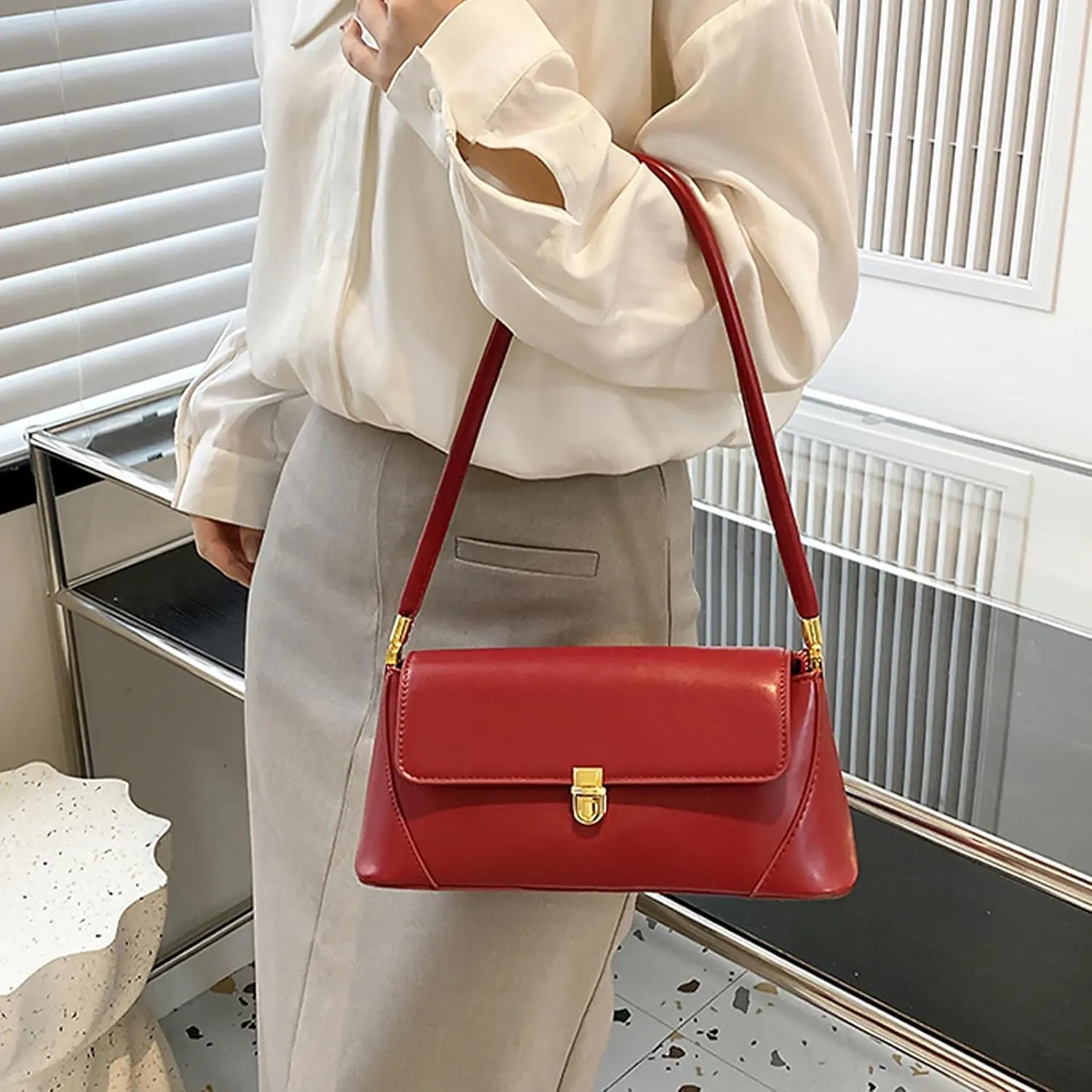 Brown Purses for Women Black Shoulder Purse Vintage Bags Trendy Women's Red Small Tote Handbags