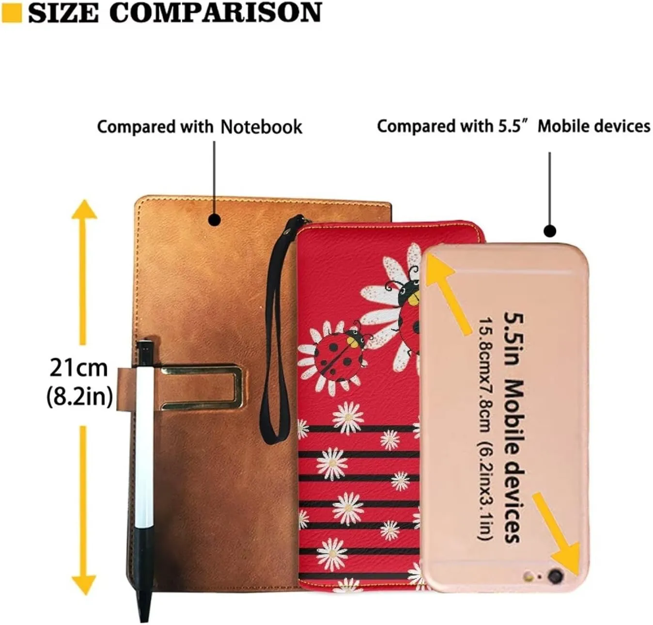 Bulopur Floral Ladybug Wallets Womens Zipper Wristlet Wallet Red Minimalist Wallet PU Leather Ladies Handbag with Wristlet Gifts for Ladybug Lovers