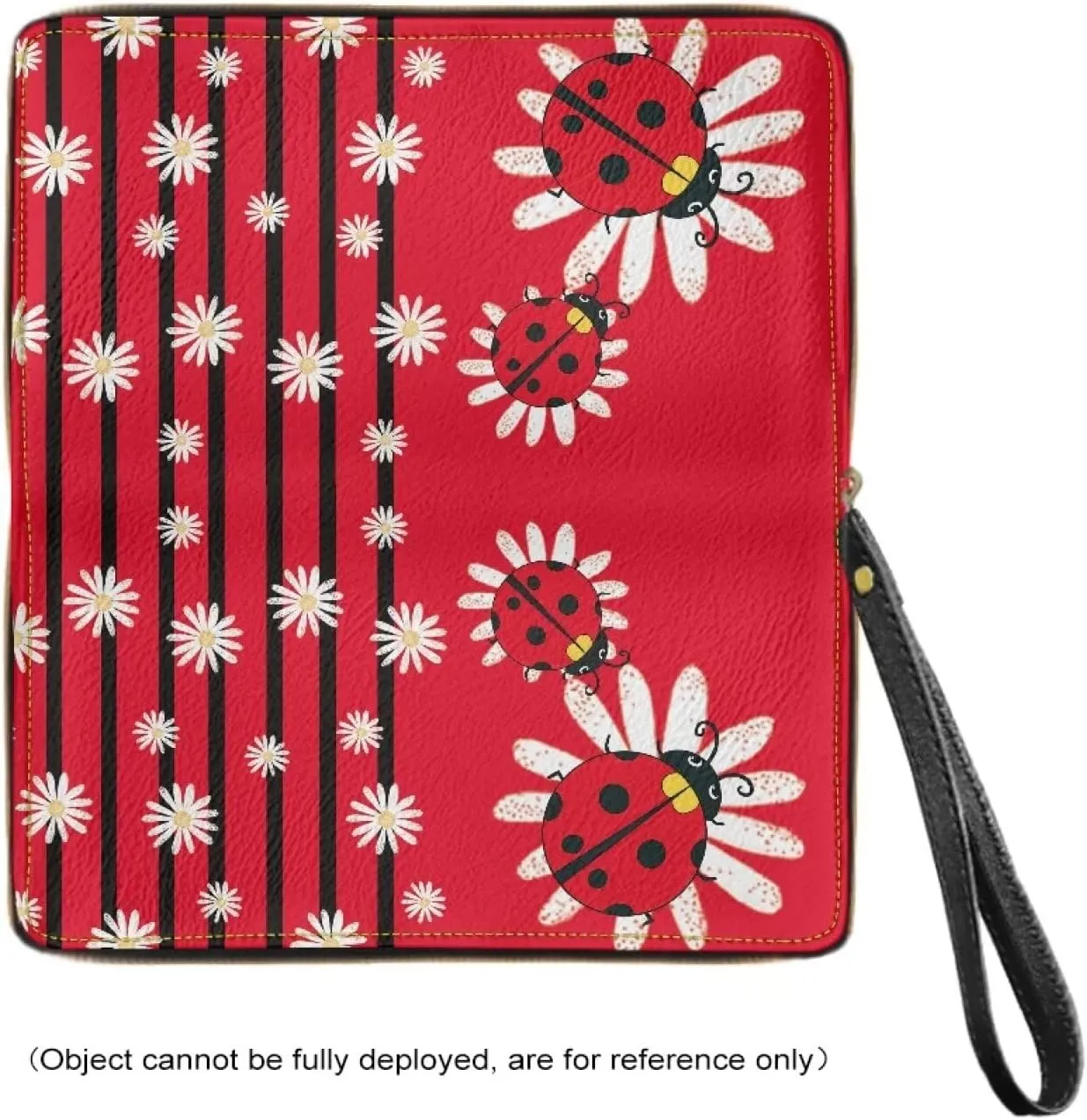 Bulopur Floral Ladybug Wallets Womens Zipper Wristlet Wallet Red Minimalist Wallet PU Leather Ladies Handbag with Wristlet Gifts for Ladybug Lovers