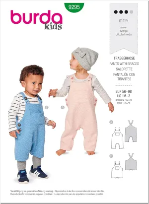 Burda Style Baby's Bibbed Overall with Straps, Code 9295 Sewing Pattern Kit, Sizes 1 Month to 3 Years Old, Multicolor
