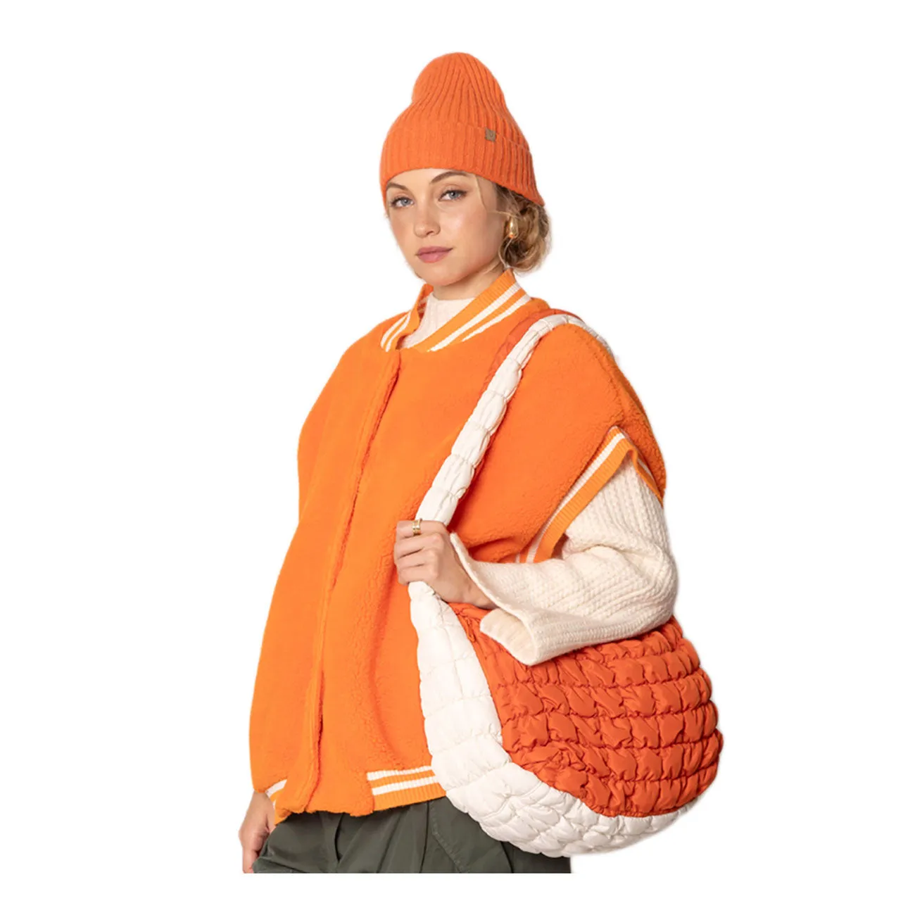 Burgundy Ivory Quilted Puffer Shoulder Crossbody Cloud Bag