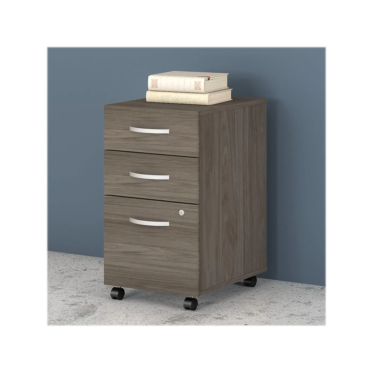 Bush Business Furniture Studio C 3-Drawer Mobile Vertical File Cabinet, Letter/Legal Size, Lockable, Modern Hickory (SCF216MHSU)