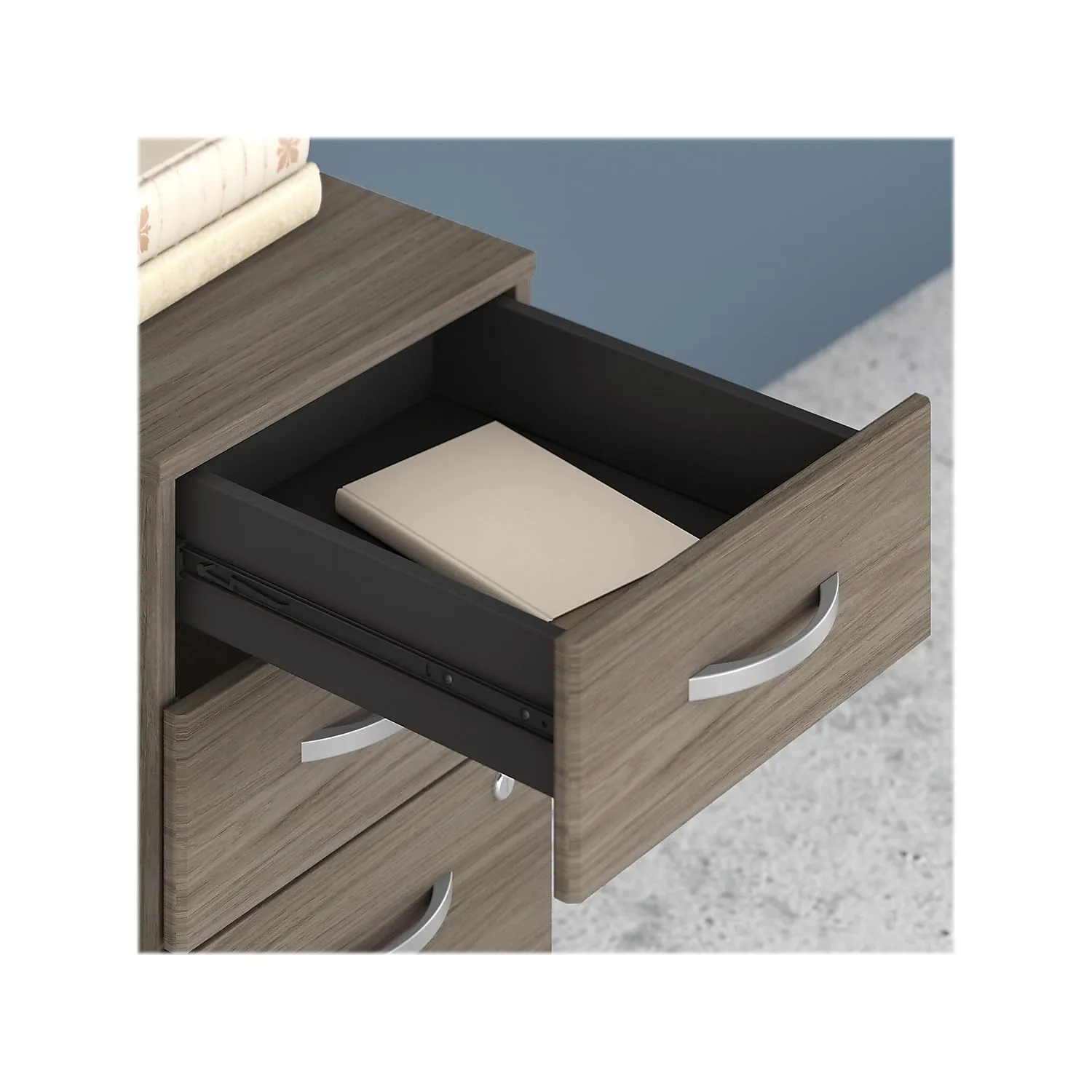 Bush Business Furniture Studio C 3-Drawer Mobile Vertical File Cabinet, Letter/Legal Size, Lockable, Modern Hickory (SCF216MHSU)