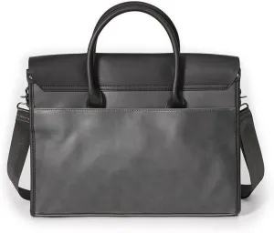 Business Leather Briefcase for Men, Handmade Retro Matte Leather Shoulder Messenger Bag, Professional Travel Handbag (Black)