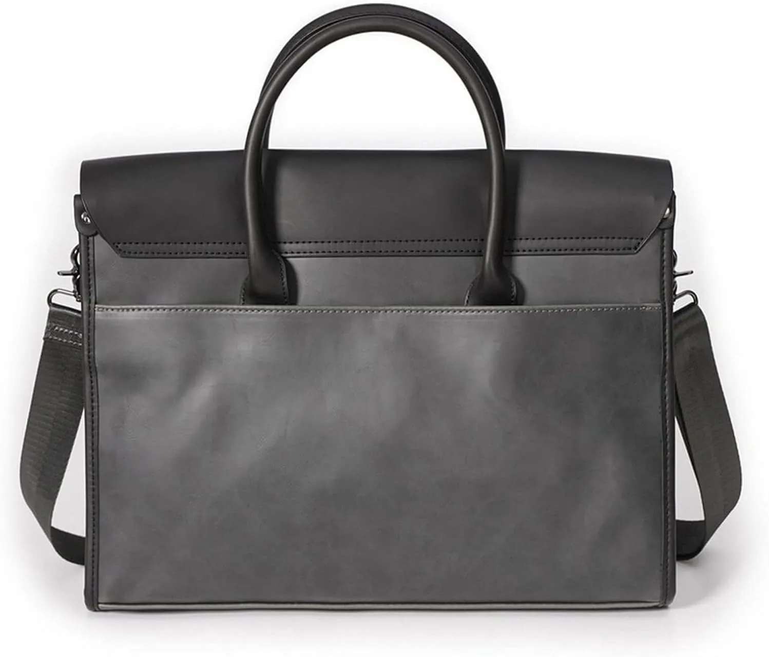 Business Leather Briefcase for Men, Handmade Retro Matte Leather Shoulder Messenger Bag, Professional Travel Handbag (Black)