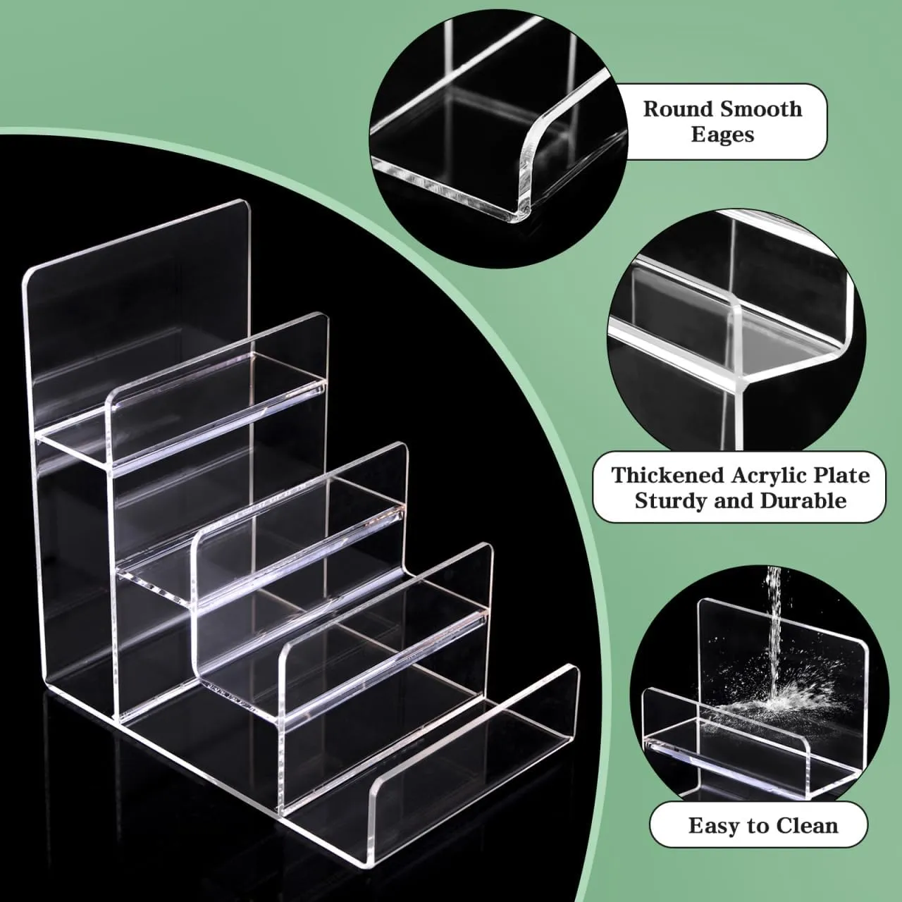Cabilock Acrylic Display Shelf Organizer Stand: 4-Tier Clear Purses Display Stand Acrylic Riser Display Shelf Glasses Display Organizer Holder for Figures Perfume Collectibles