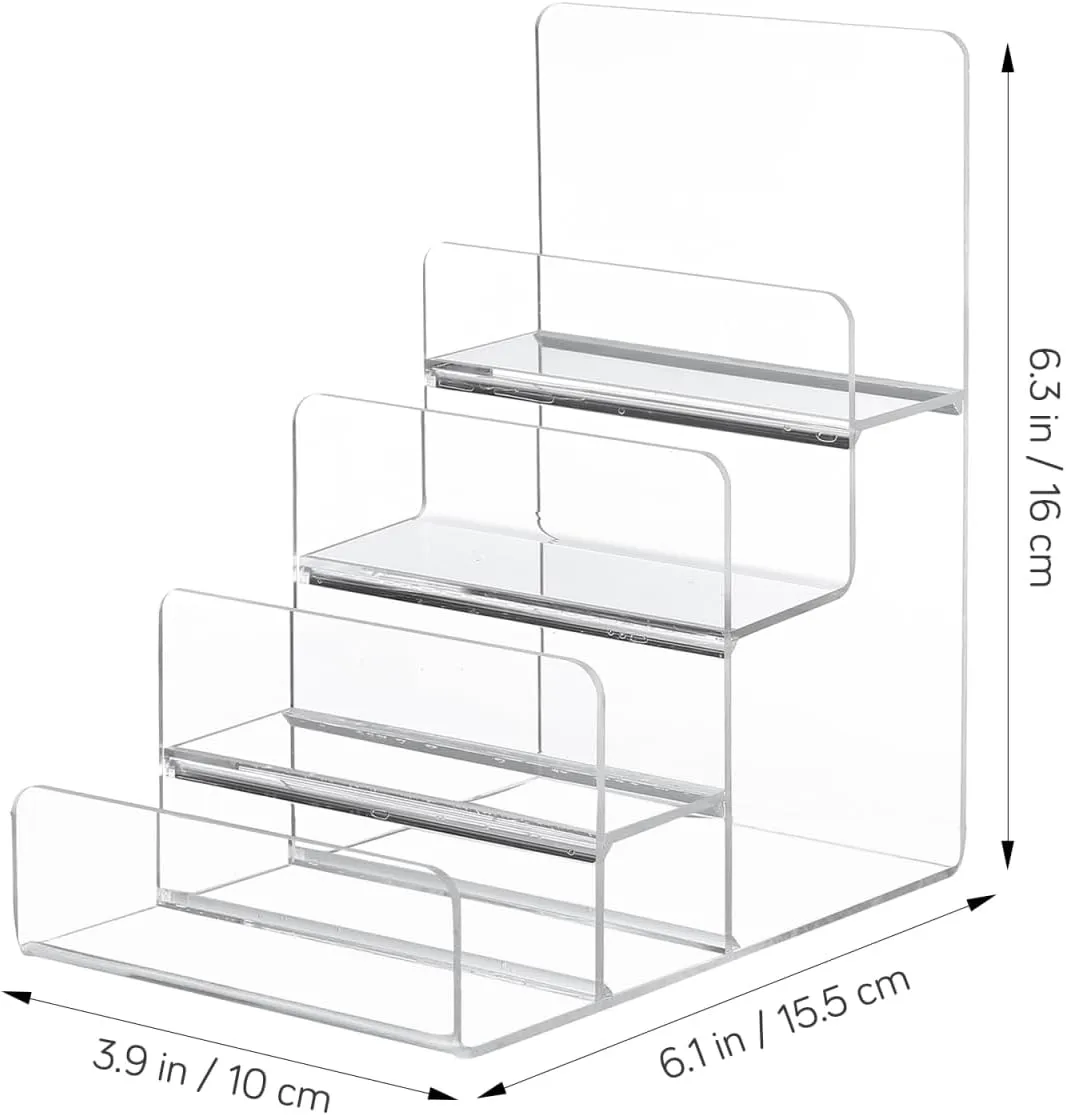 Cabilock Acrylic Display Shelf Organizer Stand: 4-Tier Clear Purses Display Stand Acrylic Riser Display Shelf Glasses Display Organizer Holder for Figures Perfume Collectibles