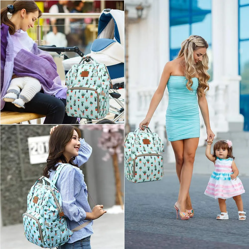 Cactus Diaper Bag Backpack, Women Waterproof Travel Nappy Bag for Baby Care