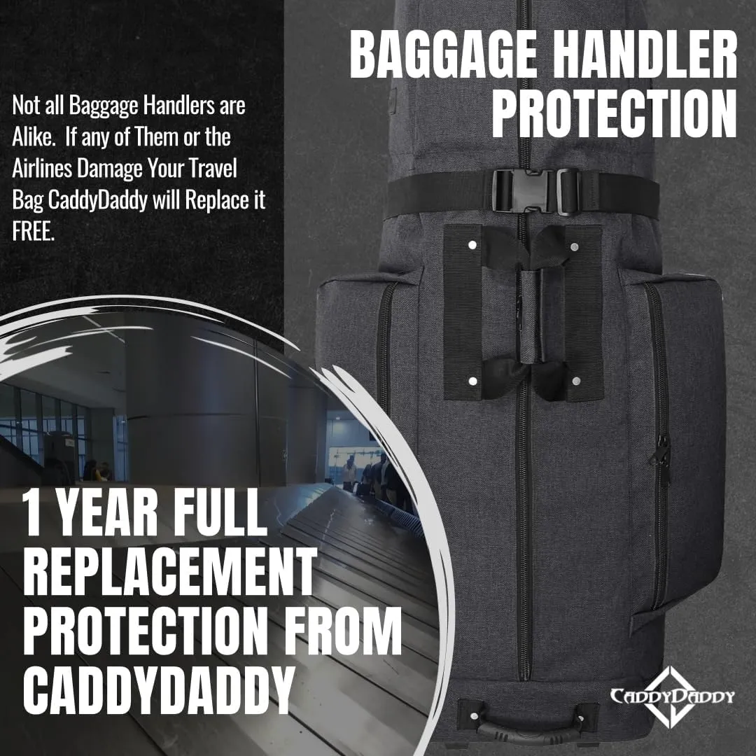 CaddyDaddy Constrictor Soft-Sided Golf Travel Bag Cover with Padded Top, Wheels & Lockable Oversized Zippers | Case for Transporting Clubs on Airlines | 1 Year Travel Case Replacement Coverage