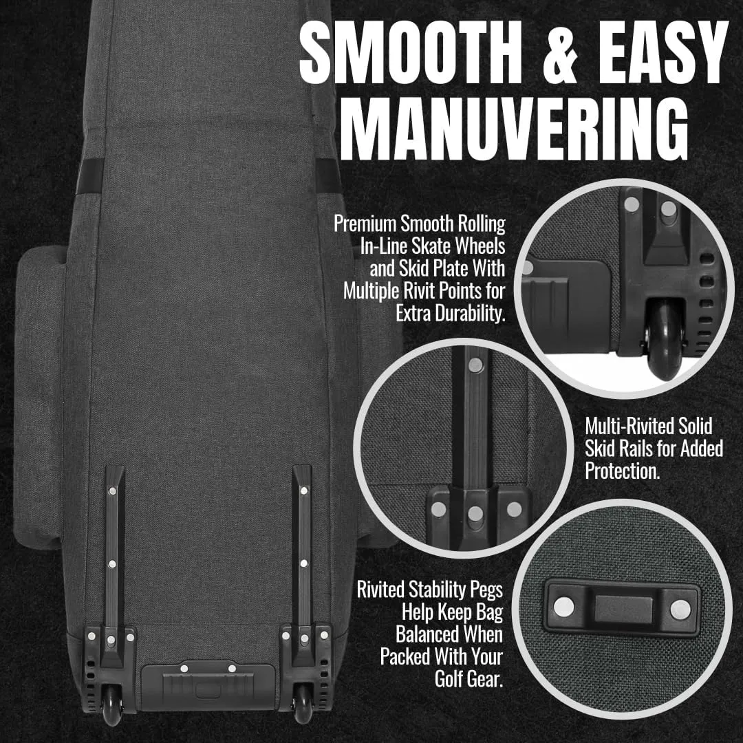 CaddyDaddy Constrictor Soft-Sided Golf Travel Bag Cover with Padded Top, Wheels & Lockable Oversized Zippers | Case for Transporting Clubs on Airlines | 1 Year Travel Case Replacement Coverage