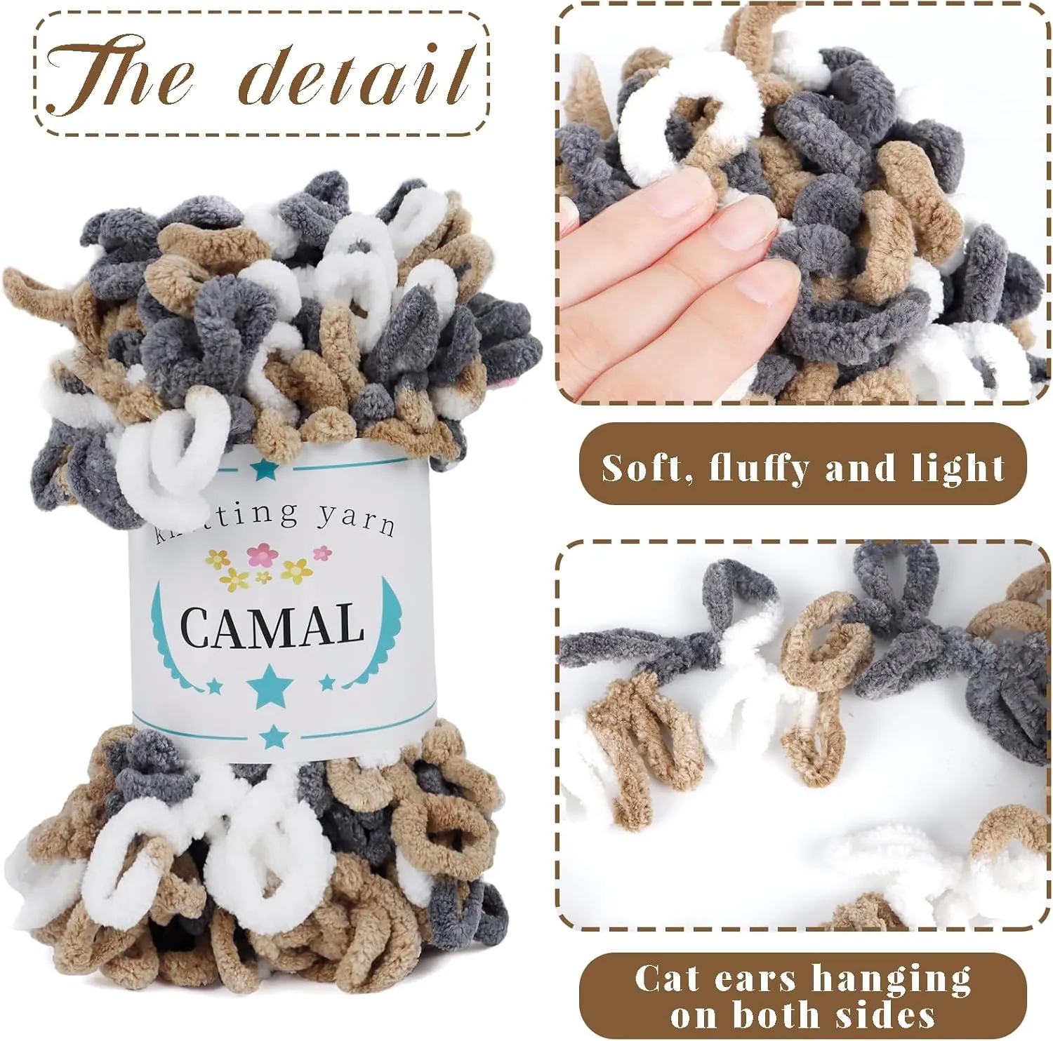 CAMAL 5 Pack Loop Yarn for Finger Knitting Soft Fluffy Finger Rainbow Loop Chunky Chenille Plush Yarn for Crocheting Blanket, Rugs, Scarfs, DIY Handbags, Hand Crafts(Black White)