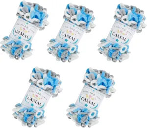 CAMAL 5 Pack Loop Yarn for Finger Knitting Soft Fluffy Finger Rainbow Loop Chunky Chenille Plush Yarn for Crocheting Blanket, Rugs, Scarfs, DIY Handbags, Hand Crafts(Blue Gray)