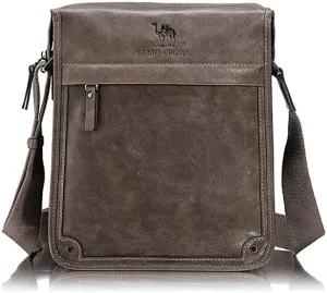 CAMEL CROWN Men's Business Casual Messenger Bag Leather Shoulder Bag Color Brown