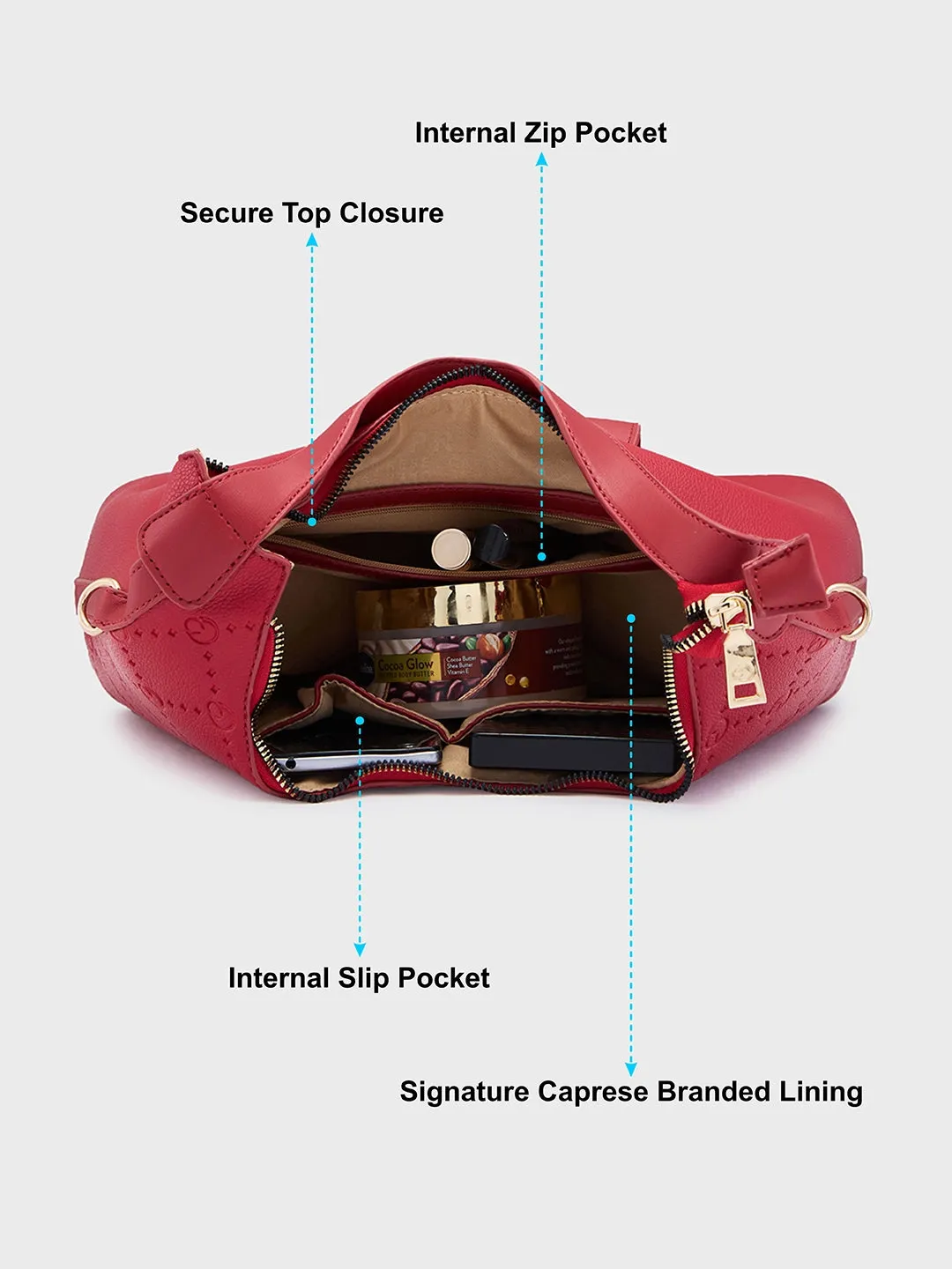 Caprese Brianna Medium Red Hobo Bag