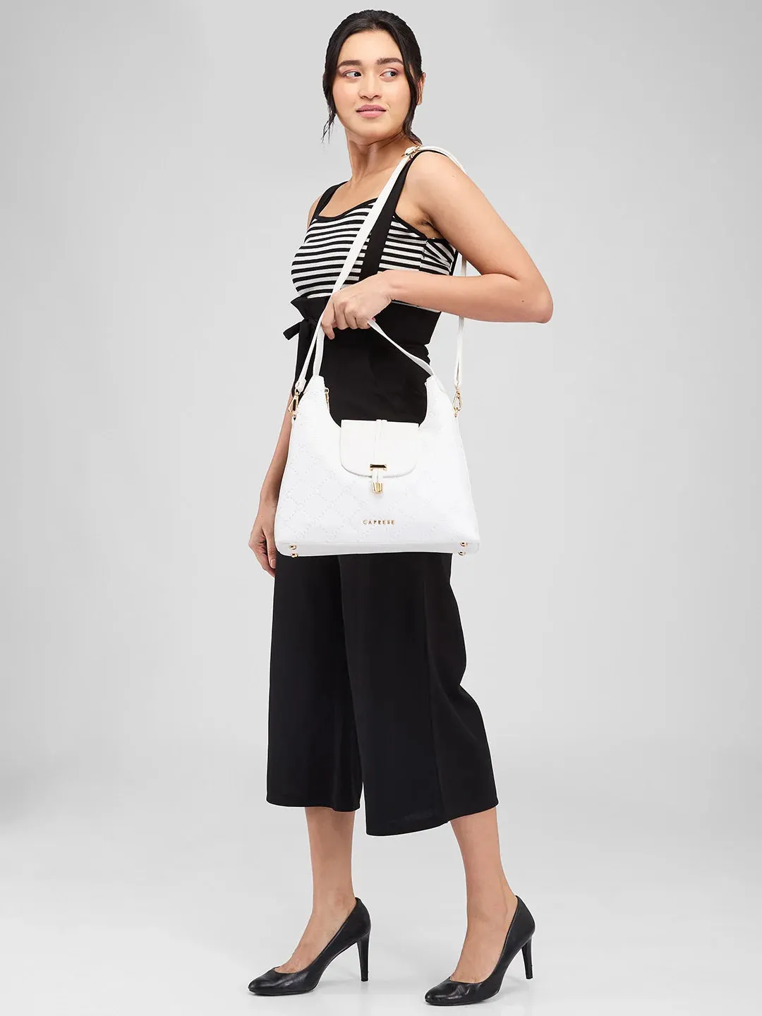 Caprese Brianna Medium White Hobo Bag