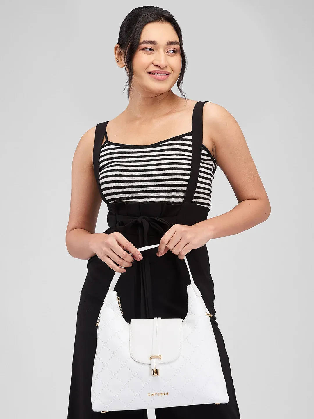 Caprese Brianna Medium White Hobo Bag