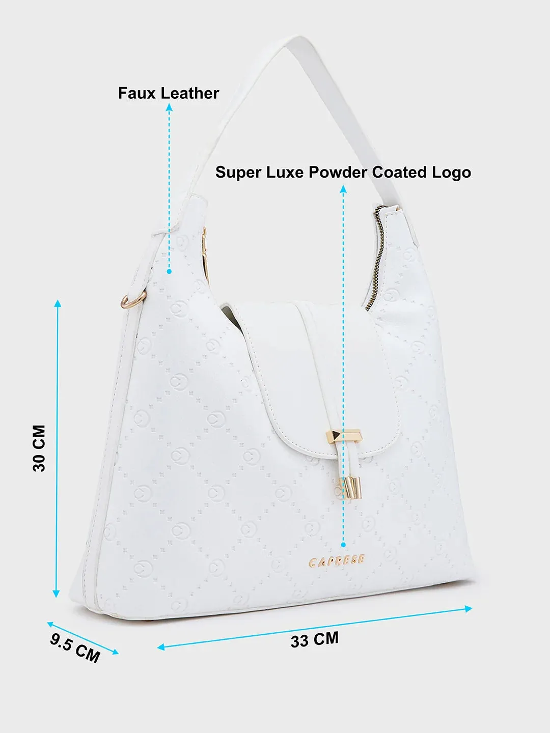 Caprese Brianna Medium White Hobo Bag